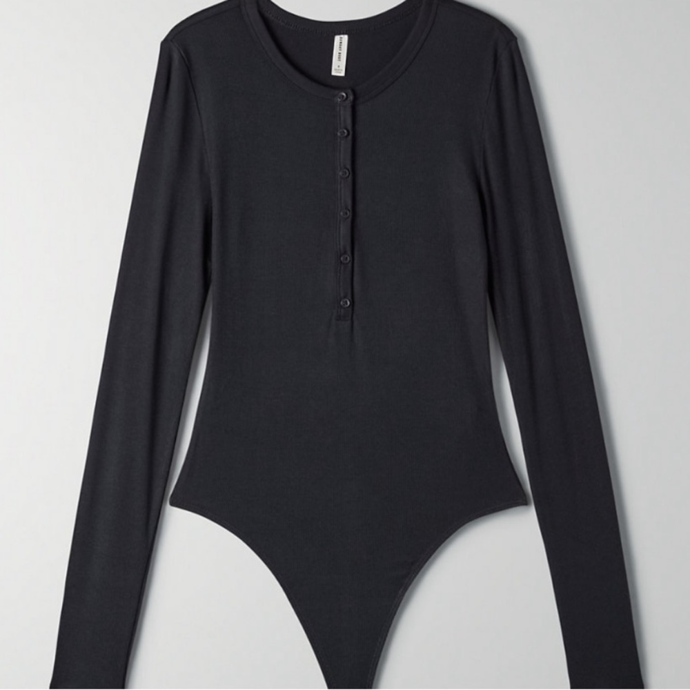 Aritzia Sunday Best Henley Bodysuit in Black L